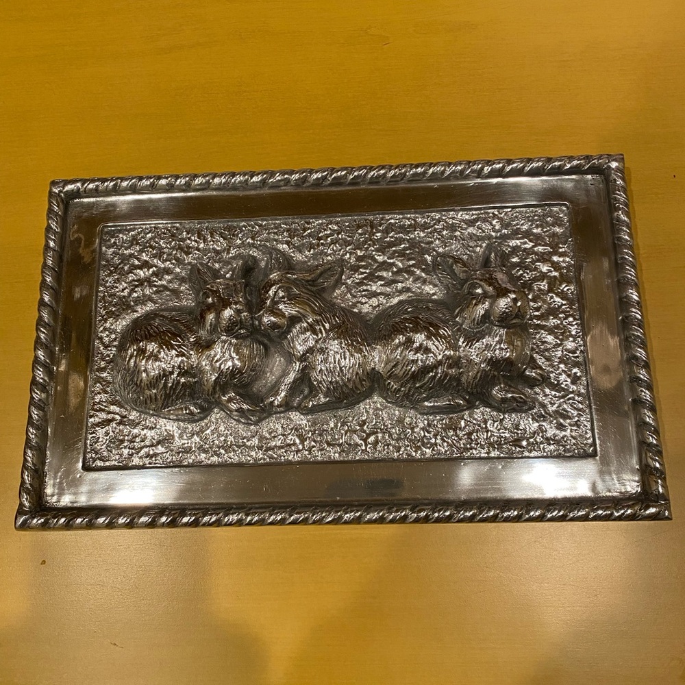Arthur Court Silver Rabbit Vanity Tray